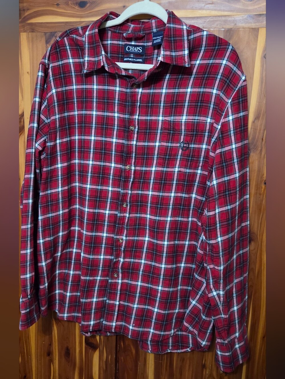 Chaps Red and White Plaid Button-Down Shirt